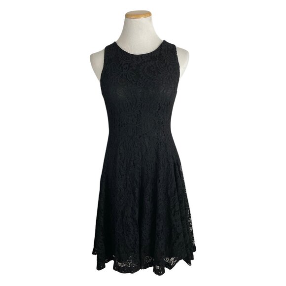 MI AMI Dress Size Small Black Lace Sleeveless Fit Flare Short Casual Party NWOT - Picture 1 of 6